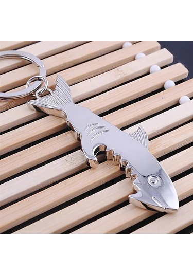 Liangmei Köpekbalığı Şekilli Şişe Açacağı Anahtarlık Şekilli Ahşap