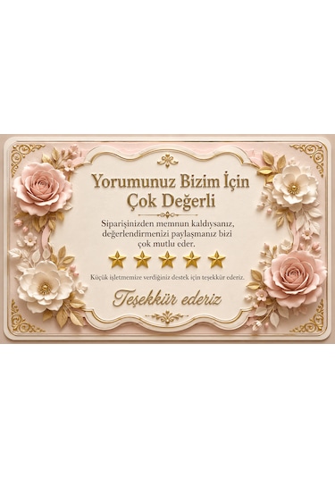 3d Tasarım İşletme Yorum Kartı Sipariş Teşekkür Kartı