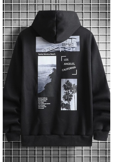 Unisex Santa Monica Beach Oversize Sweatshirt Siyah