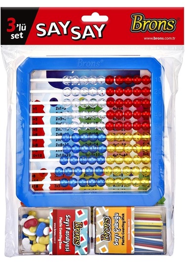 Brons 3'lü Say Say Set Mihsap, Sayı Çubuğu Ve Sayı Fasulyesi