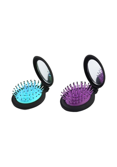 Seyahat Saç Fırçası Aynalı Kompakt Cep Boyutu, Katlanabilir Mi