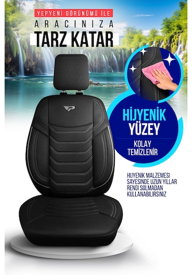 Siyah - Gri Panda Manavgat Serısı Lakos Kumaş Oto Koltuk Kılıfı - Tam Set