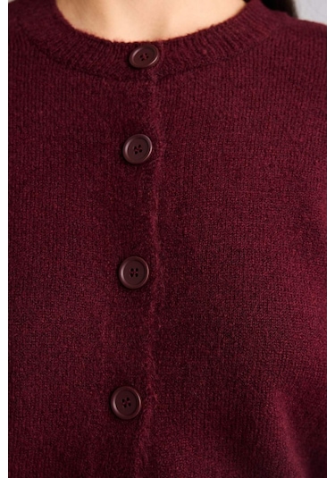 Defacto Regular Fıt Bisiklet Yaka Hırka E3654ax26spbr470 Bordo-br470