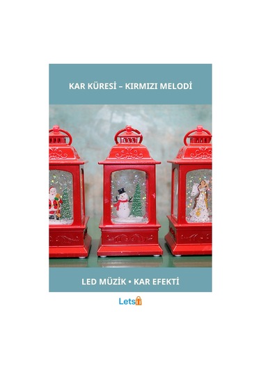 Yılbaşı Temalı Işıklı Müzikli Kar Küresi Kırmızı 15x7 Cm 1 Adet