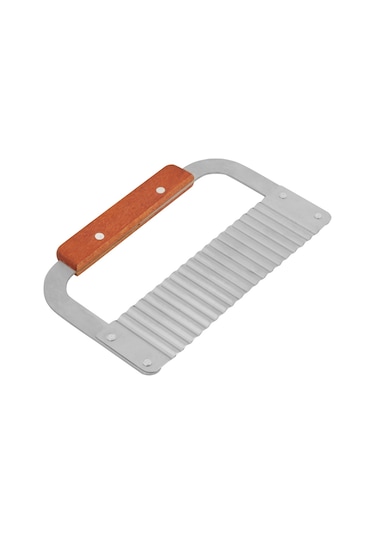 Konesam Ahşap Saplı Paslanmaz Çelik Dalga Kenar Sabun, Sebze, Mum Kesici - Dayanıklı, Kolay Kullanım Diğer