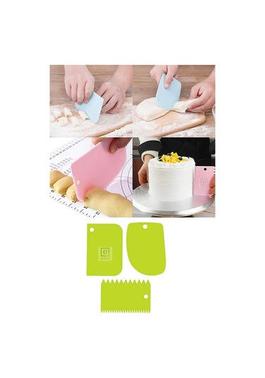 3'lü Set Hamur Pasta Börek Kek Çörek Şekillendirici Kesici Kazıyıc