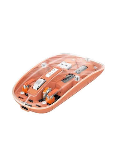 M233 Şeffaf Şarj Edilebilir 2.4g Kablosuz Fare - Turuncu, Windows/mac/ios/android Uyumlu Diğer Diğer