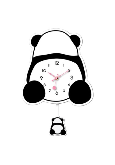 Homyl Panda Sarkaçlı Duvar Saati Sessiz Saat Akrilik Karikatür Stil C