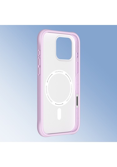 İphone 16 Pro Uyumlu Kılıf M-safe Şarj Özellikli Youngkit Macaroon Serisi Kapak Pembe