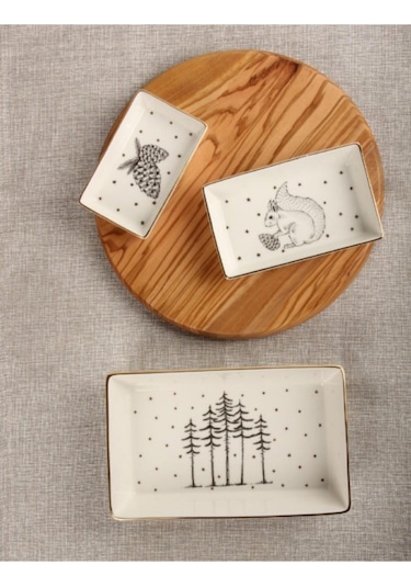 Porland Forest 3 Parça Kahvaltı-meze Tabağı 11-13-19cm