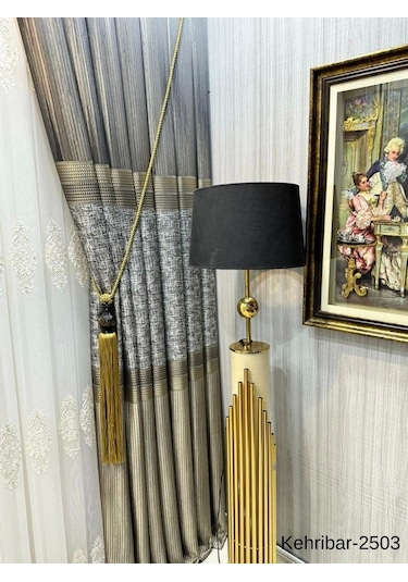 Nivemeshome Kehribar Ft614162 Toprak V-2503 Pano Fon Perde 1/3 Sık Pileli Perde Apm Toprak