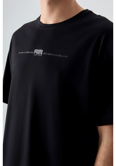 Tommy Life Siyah %100 Pamuk Kalın Yumuşak Dokulu Oversize Fit Baskılı Erkek T-shirt - 88357 Siyah