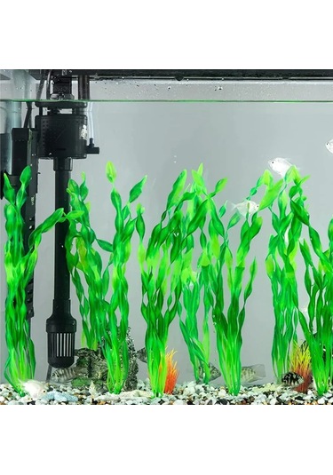 Dofolink Akvaryum Dekorasyonu: Yeşil Deniz Yosunu Taklit Bitki, 2 Adet Seti