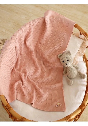 Mk Accessories Yenidoğan İçin Örgü Battaniye 100x100 Cm 269118676 Tozlu Pembe