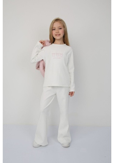 Kız Çocuk Pembe Renk Peluş Yelekli 3 Parça Alt Üt Takım Toz Pembe