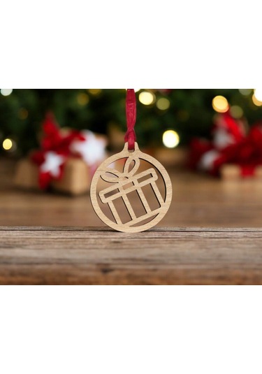 10 Parça Ahşap Yılbaşı Ağacı Süs Seti-4 Ortalama 6-8 Cm Noel Ağacı Süsü