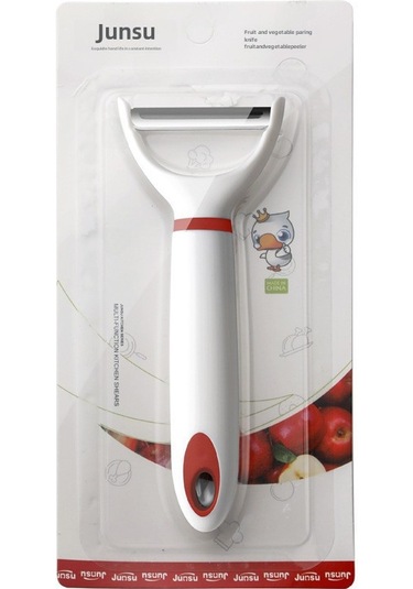 Qingmipy Çelik Derin Kaynaklı Mutfak Aleti: Meyve Sebze Soyucu + Balık Yüzgeç Kaldırıcı, Hafif Ve Dayanıklı, Toptan Alımlar İçin Uygun Tek Bıçak Beyaz Kırmızı