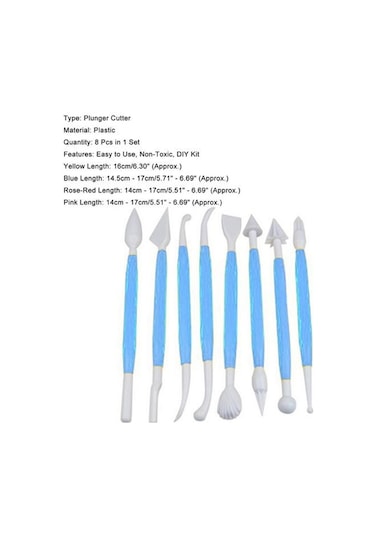 Sarı 8 Adet Çiçek Fondan Kalem Hafif Çikolata Kalıp Düz Renk Dıy Desen Fondan Kesici Kalem Basit Çift Kafalı Gıda Sınıfı