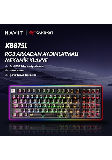 Havit Kb884L Gamenote RGB Gaming Mekanik Klavye