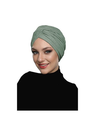 Çapraz Penye Astarlı Su Yeşili Hazır Türban Tesettür Havuz Bonesi Su Yeşili