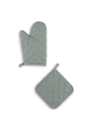 Yanmaz Fırın Eldiveni Ve Fırın Tutacağı 1 Eldiven 1 Tutacak Turkuaz