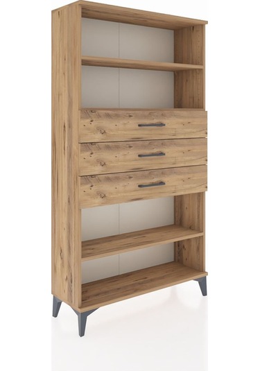 Arges Dolap 3 Raflı 3 Çekmeceli 88x30x163 Çam-çam Atlas Çam