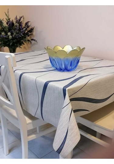 Elyaflı Pvc Muşamba - Desenli Silinebilir Masa Örtüsü 02mrl151b Mavi