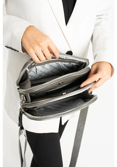 Just Polo Kadın Günlük Kullanıma Uygun Lakoste Ayarlanabilir Askılı Lüks Omuz Çantası Shoulder Bag Gri