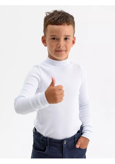 Tlg Çocuk Pamuklu Balıkçı Yaka Kazak 112458302 Beyaz