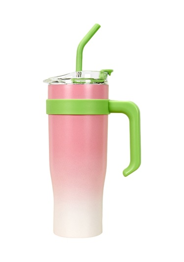 Youmex 1.2l 304 Çelik Vakumlu Isı Saklama Bardak, 6-12 Saat Isı/sıcaklık Koruma, Çubuklu Büyük Kapasite, Pembe Gradyan, El Tutuculu Araba Bardak Pembe