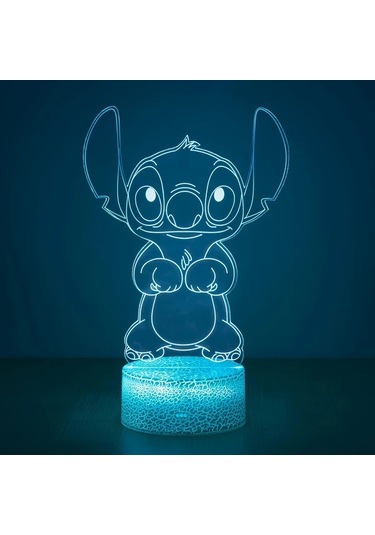 Honeybeeshop 1 Adet Dikiş Çizgi Film Karakterli Akrilik Sevimli Renk Değiştiren Gece Lambası Usb Veya Pil İle Çalışır Yatak Odası Led Masa Lambası Ahşap