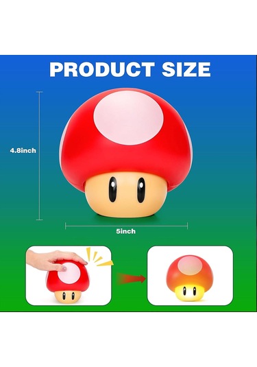 Sesli Oyun Mantar Lambası, Süper Oyun Lambası Figürlü 3d Gece Lambası, Çocuklar İçin Masa Lambası, Doğum Günü Hediyesi Diğer