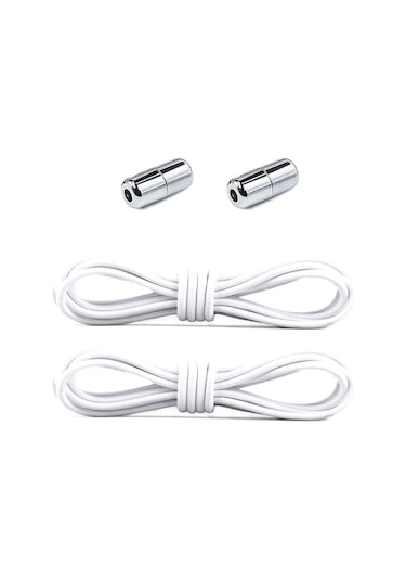 Ayarlanabilir 1 Çift Beyaz Vidalı Kapsül Uçlu Yuvarlak Lastik Pratik Bağcık Beyaz