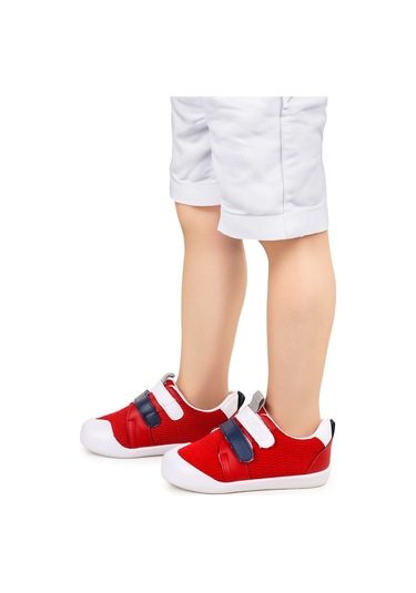 Kiko Kids Textile Cırtlı Erkek Bebek Spor Ayakkabı Kırmızı