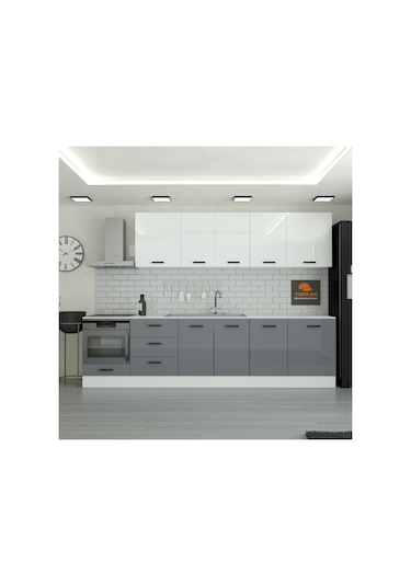 300 Cm Mutfak Dolabı Mdf Kapak Tezgah Dahil Yrkn315 98 Gri