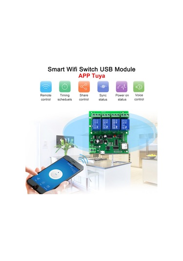 Skycity Tuya 4 Kanal Akıllı Anahtar Modülü Dc5-32v: Wifi+bt Uzak Kontrol, Zamanlama, Rf433 Kumanda, Alexa/google Home Desteği Koyu Yeşil