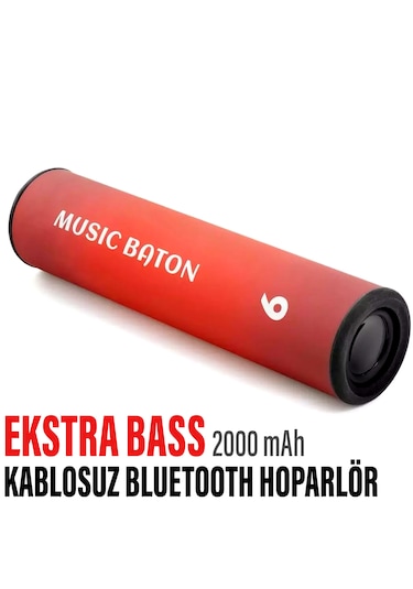 Ekstra Bass Bluetooth Hoparlör Speaker 2000 Mah Ip65 Kırmızı