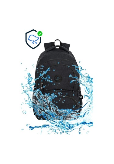 Lüx Ve Çok Cepli Su Geçirmez Krinkıl Okul Çantası, Krinkıl Sırt Siyah