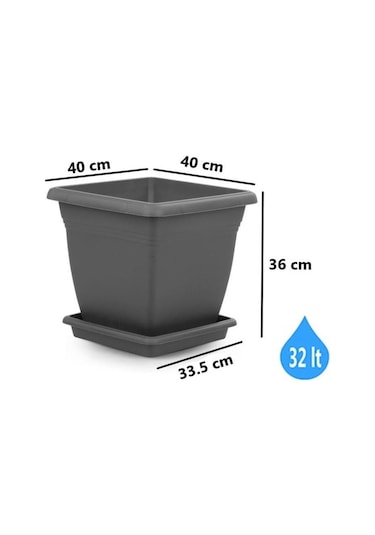 Omnipazar So-vk04 Villa Kare Tabaklı Saksı Takımı 32 Lt Antrasit 5 Adet 83703030