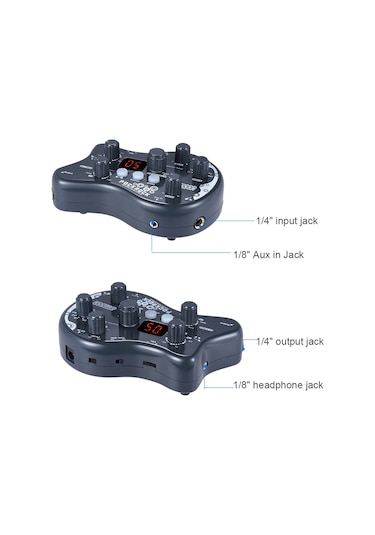 Ammoon Pockrock Portatif Gitar Çoklu Efektler İşlemci Efekt Gri
