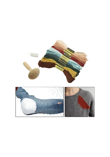 Suntek Manuel Dıy Örme Mantar Yama Alet Kiti, Çorap Atkıları Için İpliklerle Birlikte
