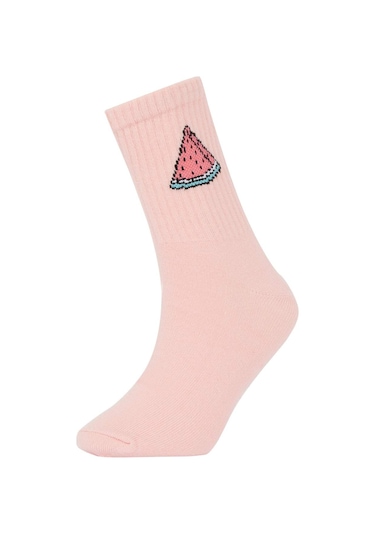 DeFacto Kız Çocuk 3'lü Pamuklu Uzun Çorap N1748A6NSKR1