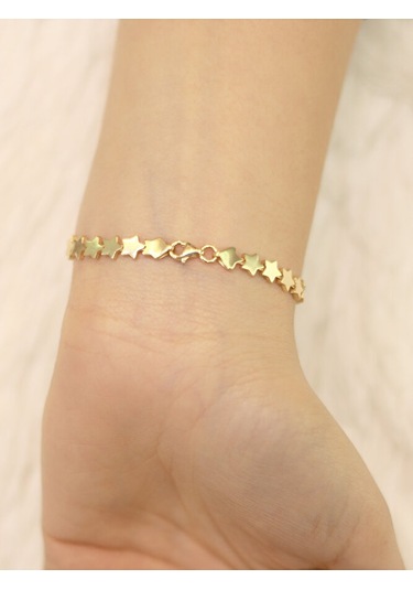 14 Ayar Altın Sıralı Yıldız Bileklik Altın