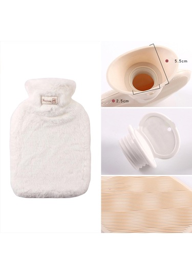 Suntek Peluş Sıcak Su Şişesi 1000ml Boyun Karın Beyaz Için