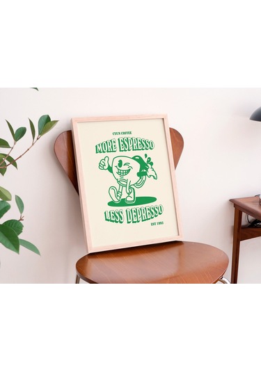 Retro Kahve Duvarı, Daha Fazla Espresso Kahvesi, Duvar Dekoru, Yeşil Sanat