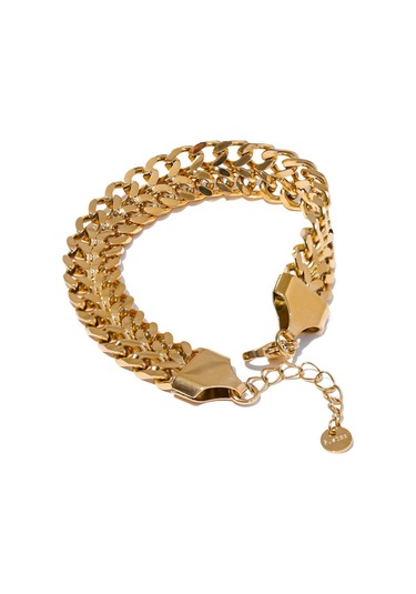 Altın Eetit Su Geçirmez Paslanmaz Çelik Küba Zincir Geniş Bilezik Bileklik Bildirimi Metal Cilalı 18k Pvd Kaplama Şık Takı Hediye