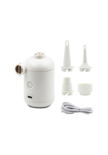Geeksen Beyaz Usb Çift Fonksiyonlu Hava Pompa - Inflasyon Ve Vakum İçin Dışarıda Taşınabilir, 140l/dak Hızlı İşlem, Abs Malzeme