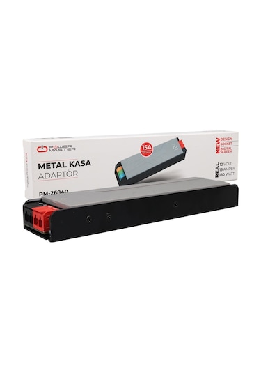 Ayt Powermaster Pm-26840 12 Volt 15 Amper 180 Watt Slim Metal Kasa Adaptör Voltaj Göstergeli 218x51x27mm