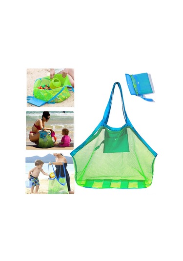 Ruicoo Çocuk Plaj Çantası - Kum Ve Su Geçirmez Hızlı Toplama Torbası 45x30x45cm Yeşil