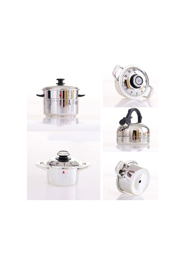 Springsun Paslanmaz Çelik Demlik Şekilli 60 Dakika Mekanik Mutfak Zamanlayıcısı Diğer